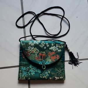 Unique oriental japanese satin drawstring purse